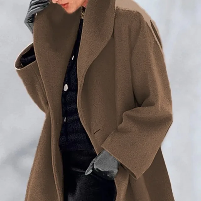 Women's Trendy Clothes Multi color Round Neck Loose Sweater Woolen Coat Solid Casual Coat For Autumn And Winter Brown - Shop at LoveMi