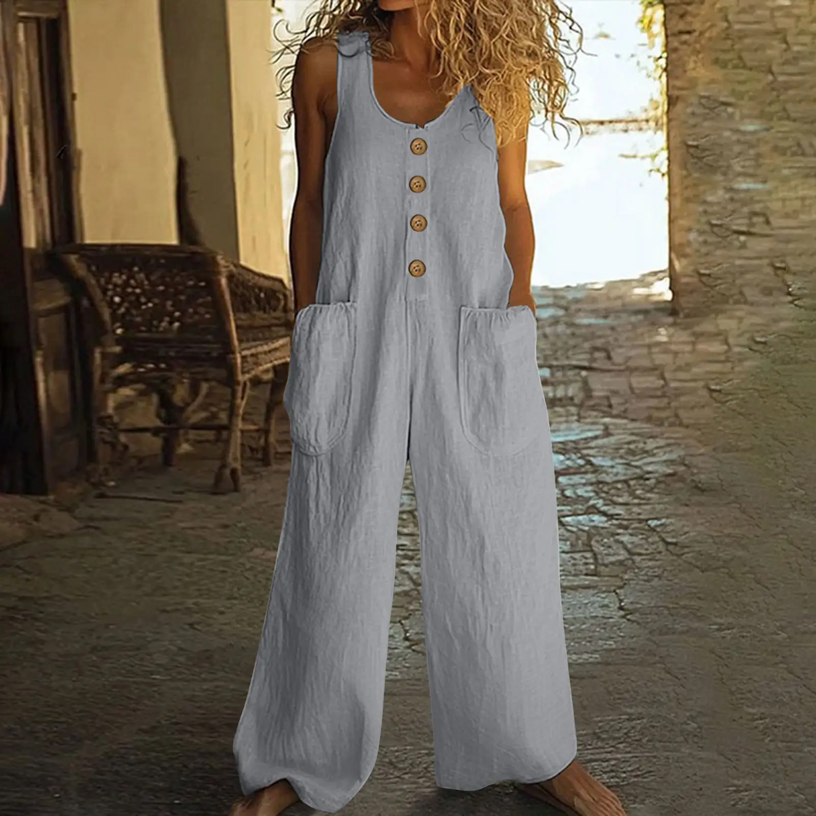 Sleeveless Casual One-piece Wide Leg Jumpsuit