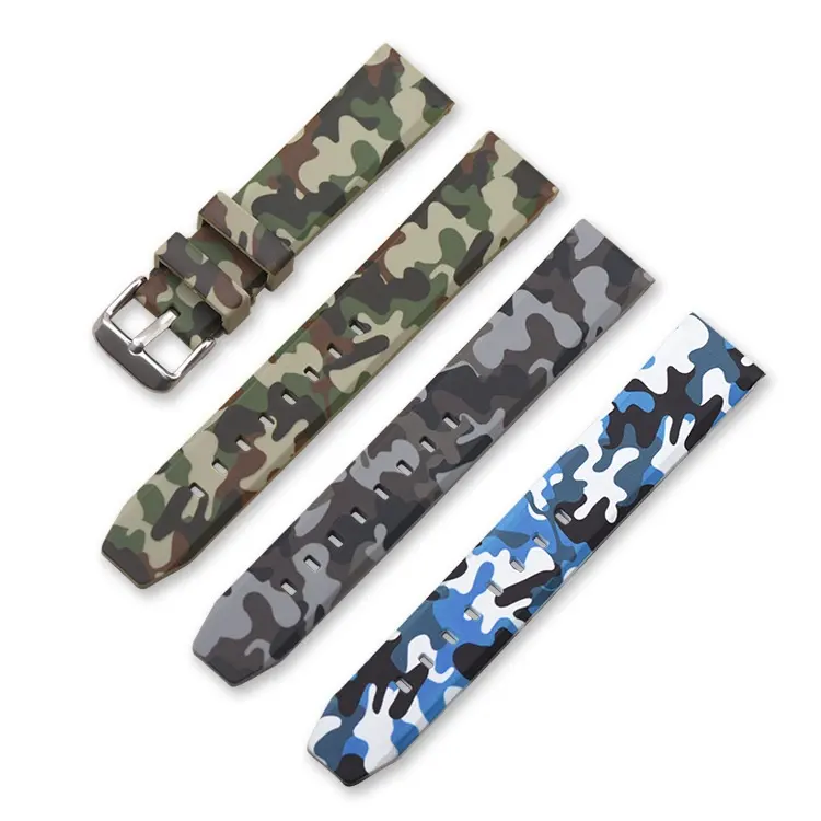 Camouflage Silicone Strap Flat Head Universal