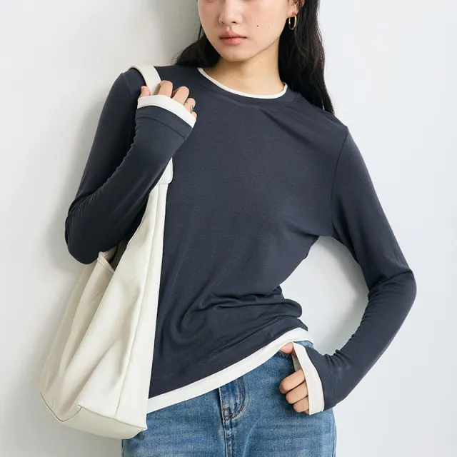Autumn And Winter Tencel Acetate Bottoming Shirt Women's New Bandage Dress Fake Two Pieces Dark Night Gray - Shop at LoveMi