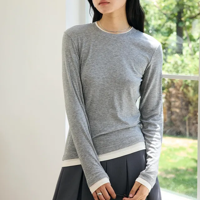 Autumn And Winter Tencel Acetate Bottoming Shirt Women's New Bandage Dress Fake Two Pieces Gray - Shop at LoveMi