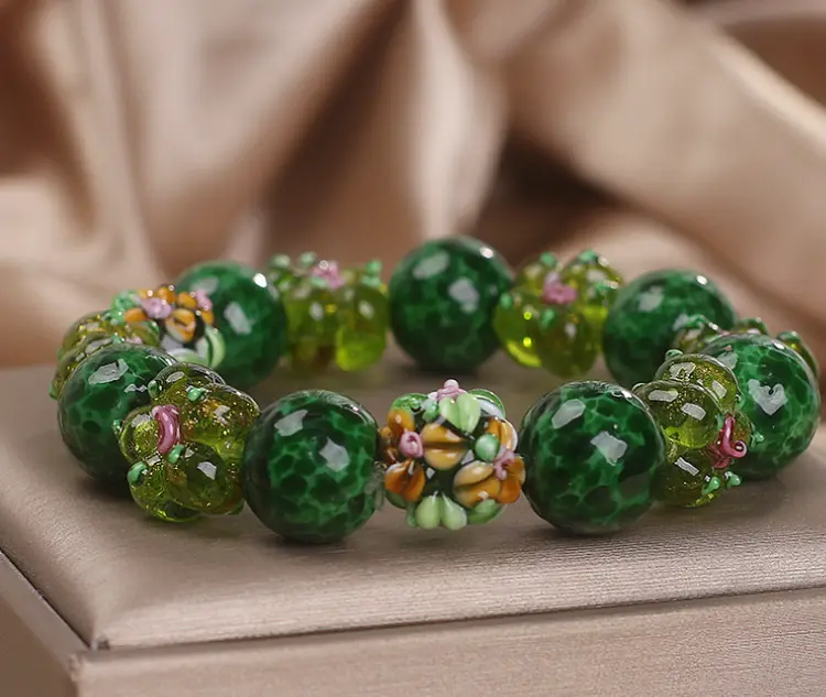 Chinese Ancient Flower Glazed Bracelet Women's Light Luxury