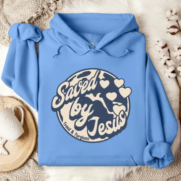 Loose Casual Printed Hood Long sleeved Sweater Blue - Shop at LoveMi