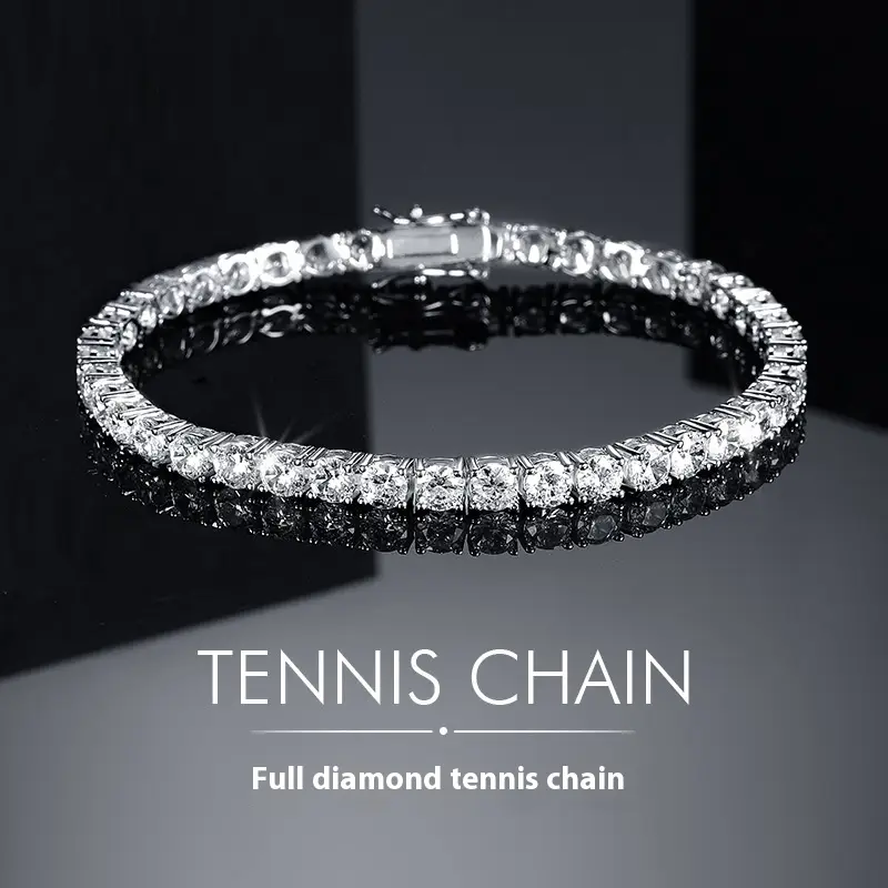 Classic 18K Gold Electroplated Zircon High-grade Tennis Full Diamond Personality Bracelet
