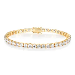 Classic 18K Gold Electroplated Zircon High-grade Tennis Full Diamond Personality Bracelet - Gold - View 1
