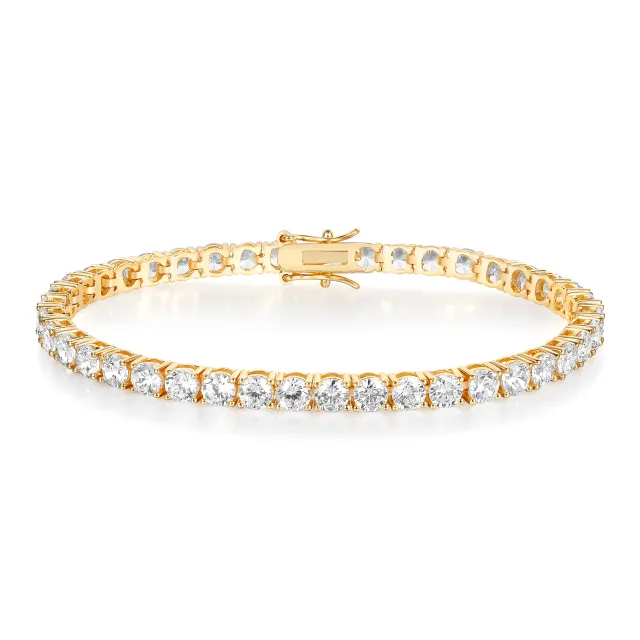 Classic 18K Gold Electroplated Zircon High grade Tennis Full Diamond Personality Bracelet Gold - Shop at LoveMi