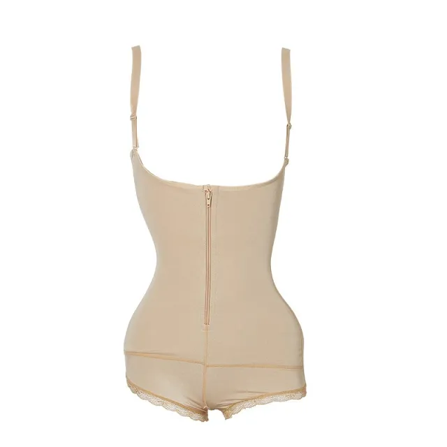 Zipper Corset Waist Boxer One piece Corset For Women Skin Color Xxl - Shop at LoveMi