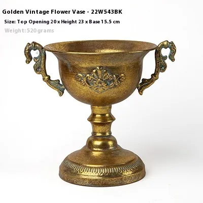 Golden Iron Craft Decorations Decorative Vase - 22W543Bk