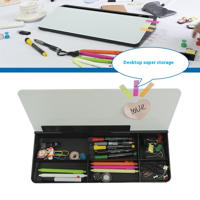 Table Top Glass Whiteboard Erasable Work Memo Board Supplies