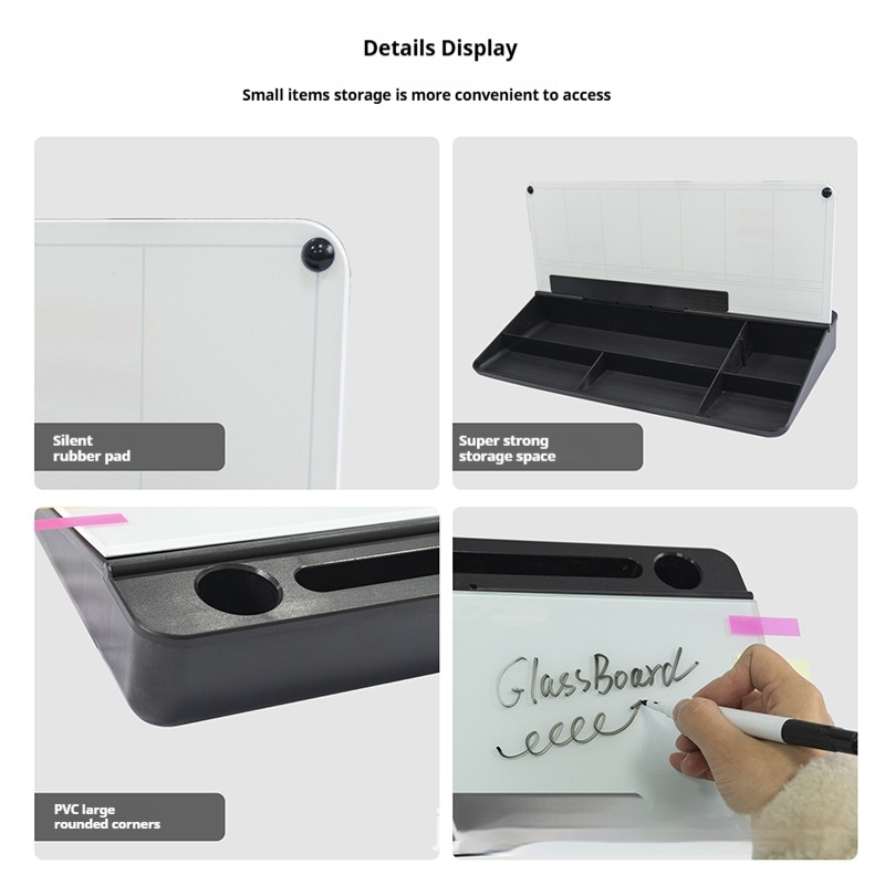 Table Top Glass Whiteboard Erasable Work Memo Board Supplies