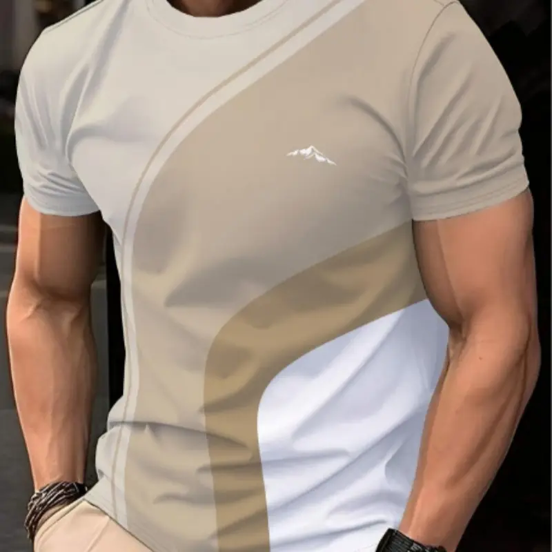 Digital 3D Printing Personality Letter Crew Neck Short Sleeve