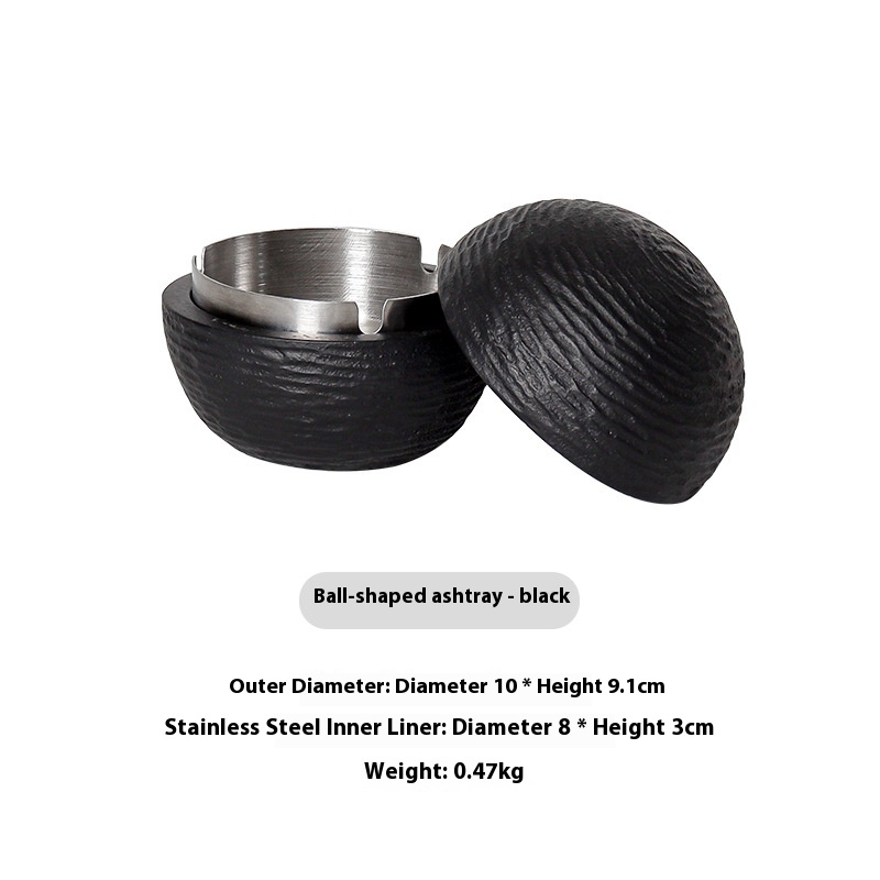 Creative Trend Nordic Instagram Style Large Cement Ashtray Black Silver - Shop at LoveMi