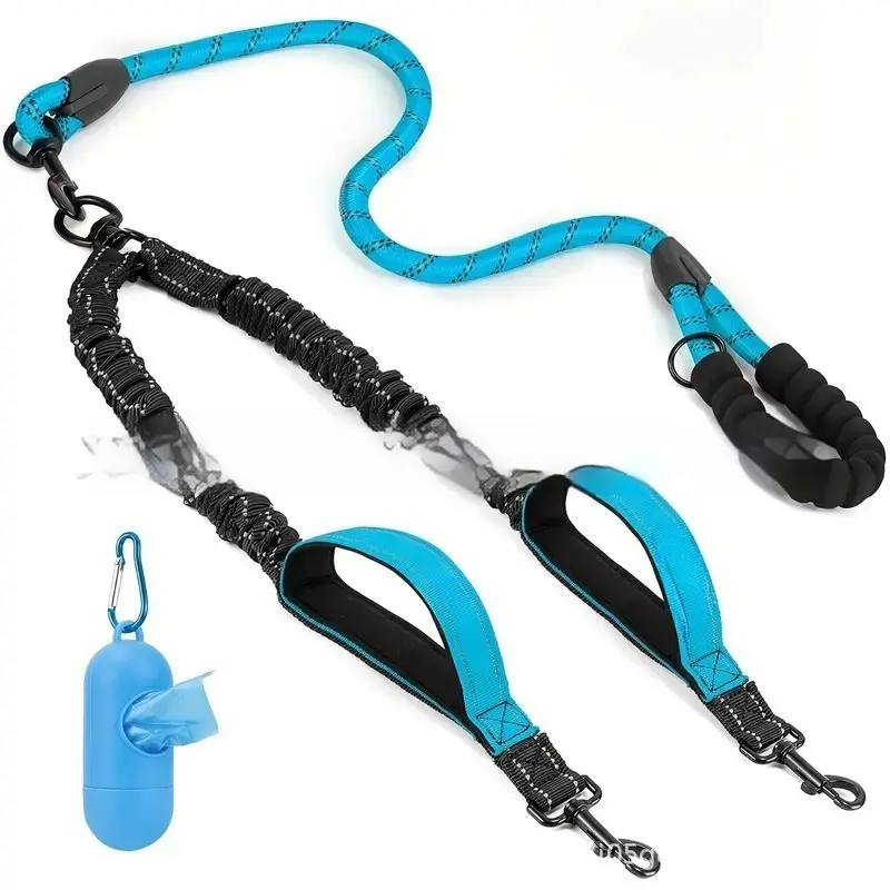Hand Holding Rope One For Two Dog Leash Pet Retractable Rope