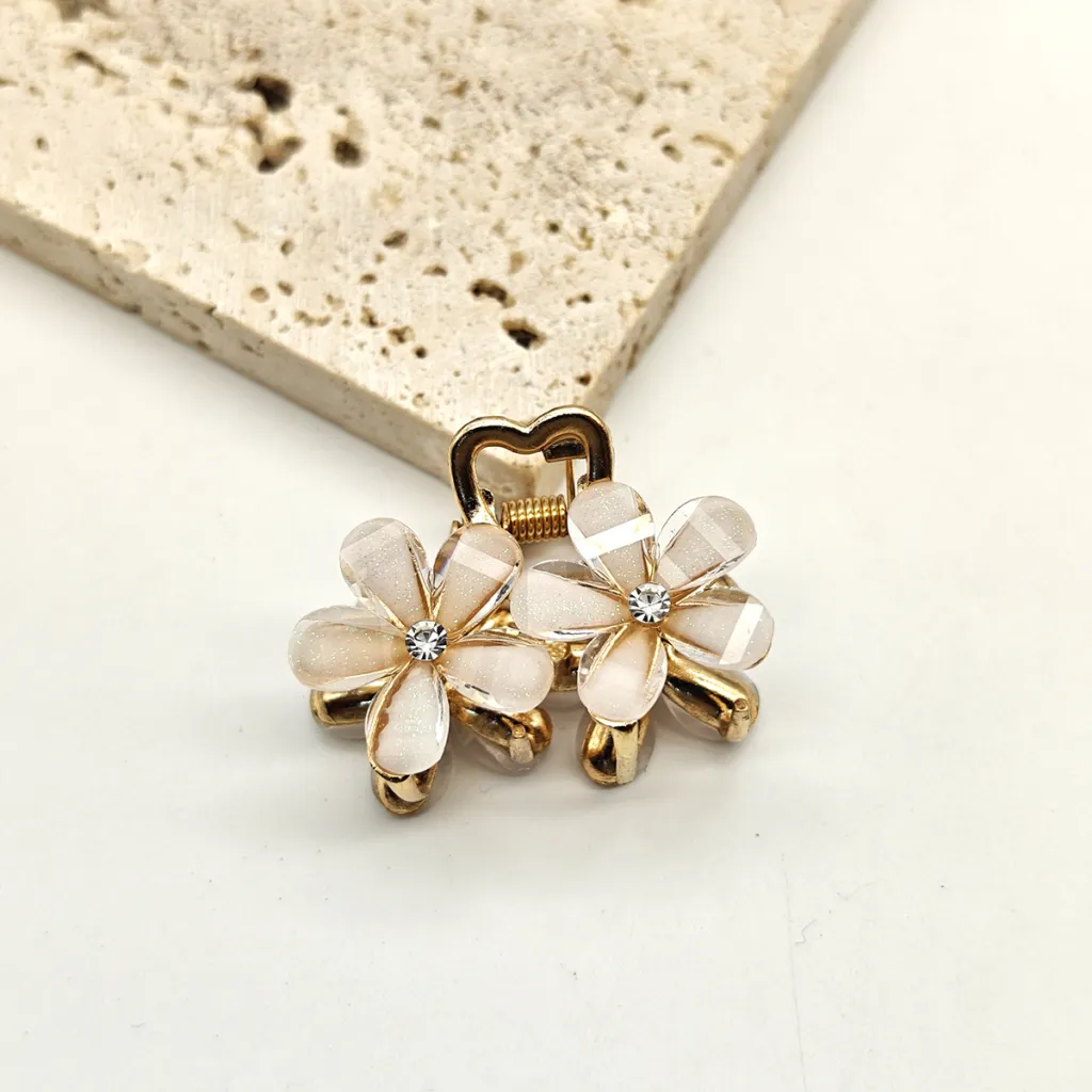 Mini Flowers Small Hair Accessory Hair Accessories Trumpet Simplicity - Creamwhite Double Flower