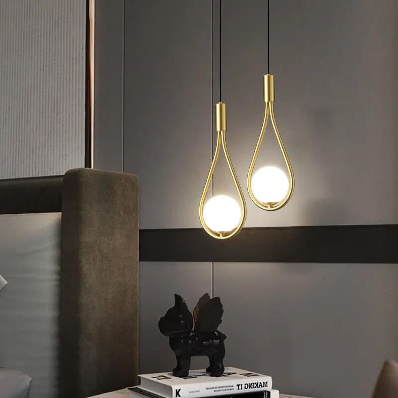 Copper Modern Minimalist Bedroom Bedside Chandelier