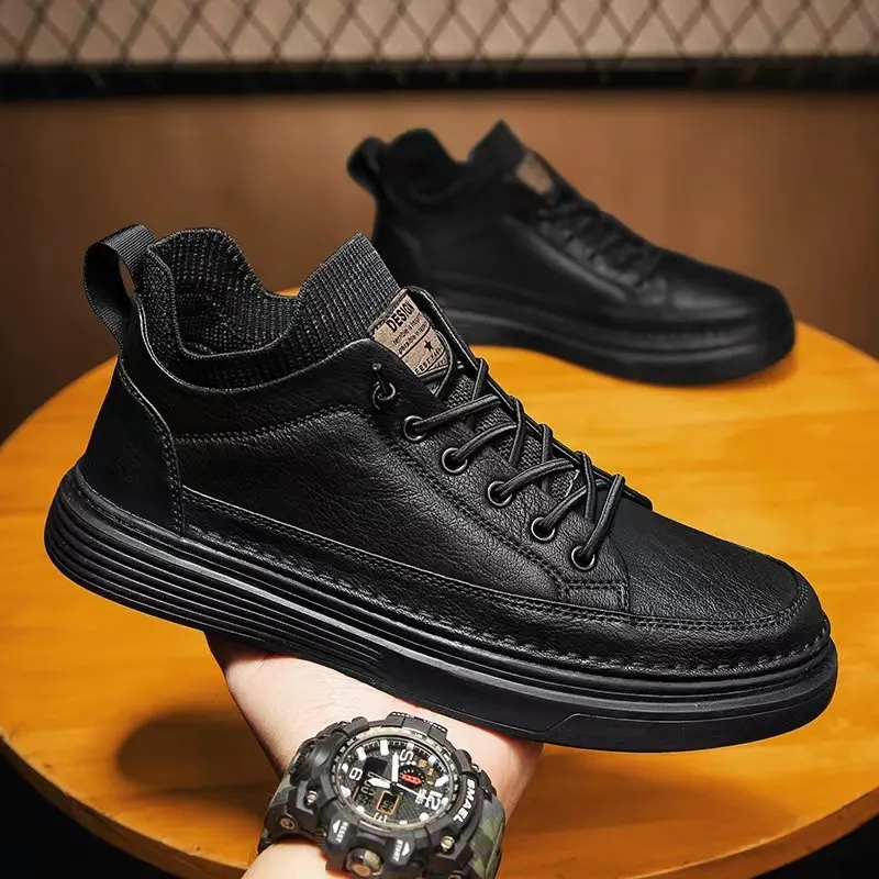 Men's Black Non-slip Wear-resistant And Lightweight Sneakers