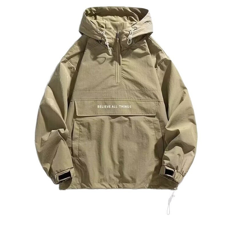 $24.45 Half Zipper Pullover Men's Spring And Autumn New Hooded Fir Sweater