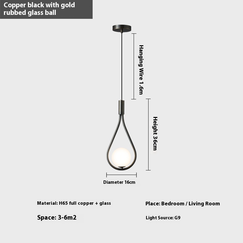 Copper Modern Minimalist Bedroom Bedside Chandelier