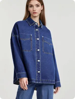 Jacket Casual Long Sleeve Denim Lining Dark Wash - Shop at LoveMi