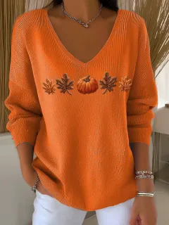 V-neck Long Sleeve Pullover 3D Digital Printing Women's Top T-shirt - 6 Style-Xl - View 1