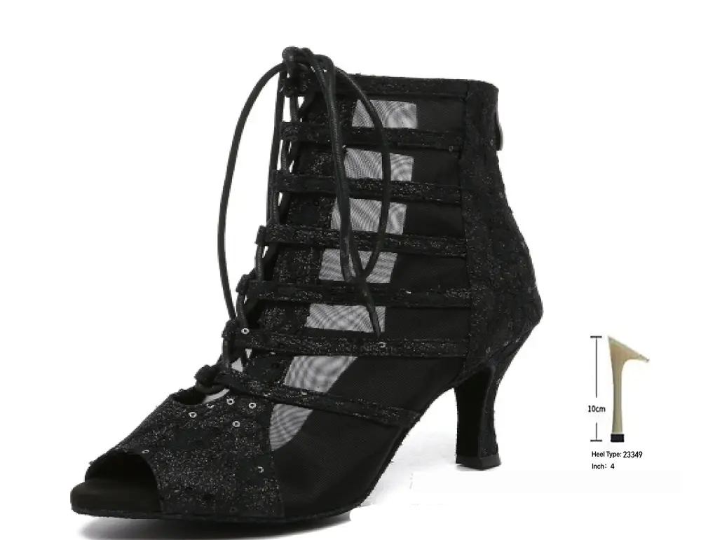Women's Black Denim Gaobang Peep Toe High Heels