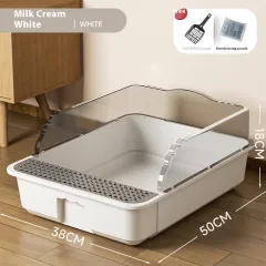 Pet Supplies Splash-proof Toilet Extra Large Cat Litter Basin Sub Semi-closed Litter Box - With Shovel - View 1