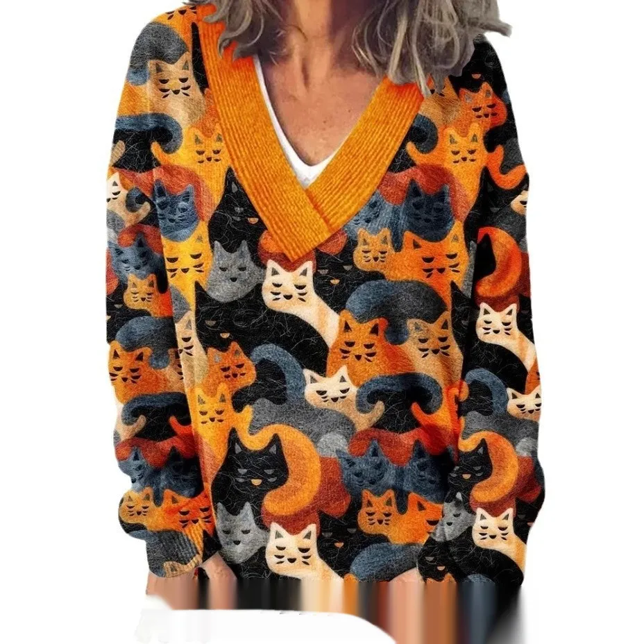 3D Animal Pattern Printed Casual Women's Sweater - 1 E073-4Xl