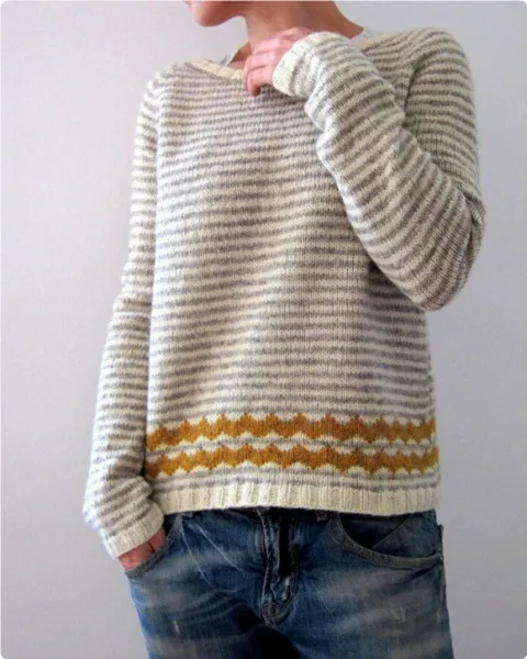 Round Neck Color Contrast Loose Fashion Pullover Ypm4699 - Shop at LoveMi