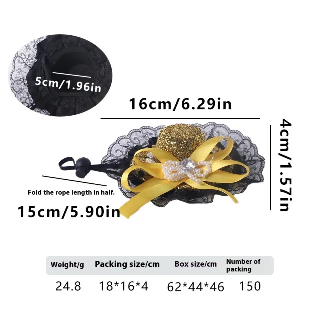 Pet Lace Hat Cat Photo Dress Up Hair Accessories Gold - Shop at LoveMi