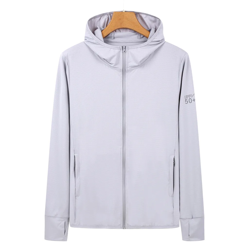 Women's Long-sleeved Summer Breathable Lightweight Coat Ice Silk Outdoor Clothing - Gray