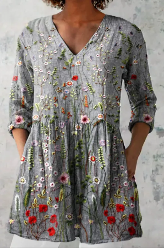 Printed Casual V neck Women's Top C266Z - Shop at LoveMi