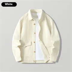 Men's Corduroy Shirt Coat Loose Cotton Casual Shirt - White - View 1