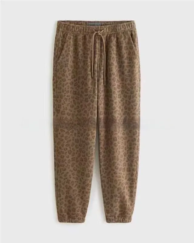 Leopard Print Personal Leisure Trousers Loose Brown - Shop at LoveMi