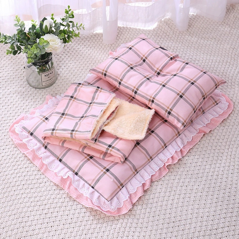 Cat Pet Three-piece Cotton Cat Mattress Quilt Dog Bed Cathouse Kennel