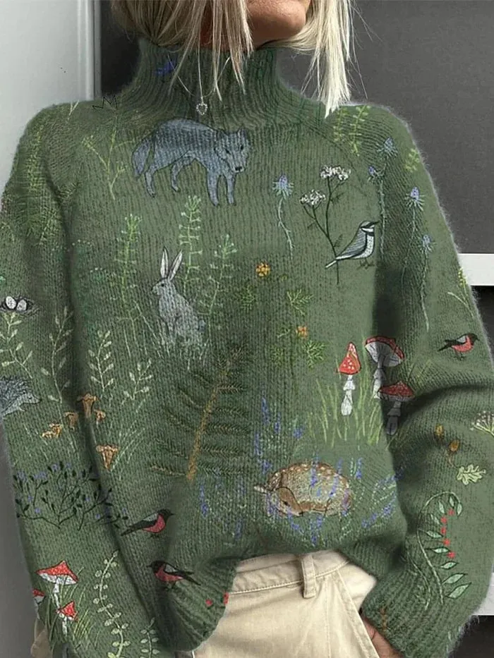 Women's Christmas Printed Turtleneck Sweater - 10 E127-4Xl