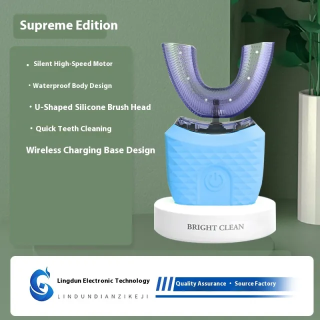 Adult U shaped Electric Toothbrush Sonic Soft Hair Men And Women Upgraded Fixed Charger Blue - Shop at LoveMi