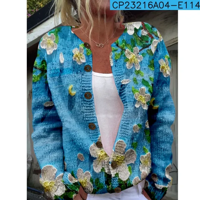 New Women's Autumn And Winter Style Loose 3D Printed Knitted Cardigan Sweater 4 Style S - Shop at LoveMi