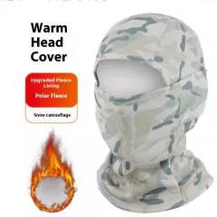 Full Face Mask Camouflage Hood Plus Fleece For Warmth - Snow Camouflage - View 1