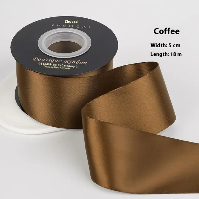 Diy Handmade Double sided 5cm Solid Color Ribbon Coffee 847 - Shop at LoveMi