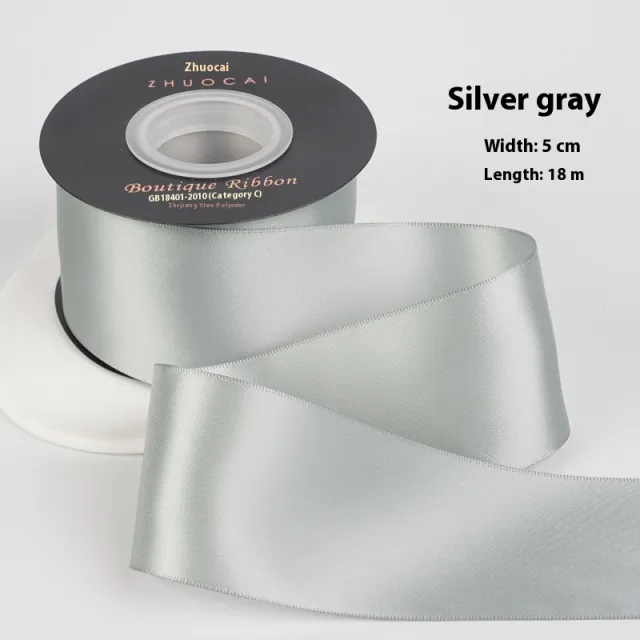 Diy Handmade Double sided 5cm Solid Color Ribbon Silver Gray 009 - Shop at LoveMi