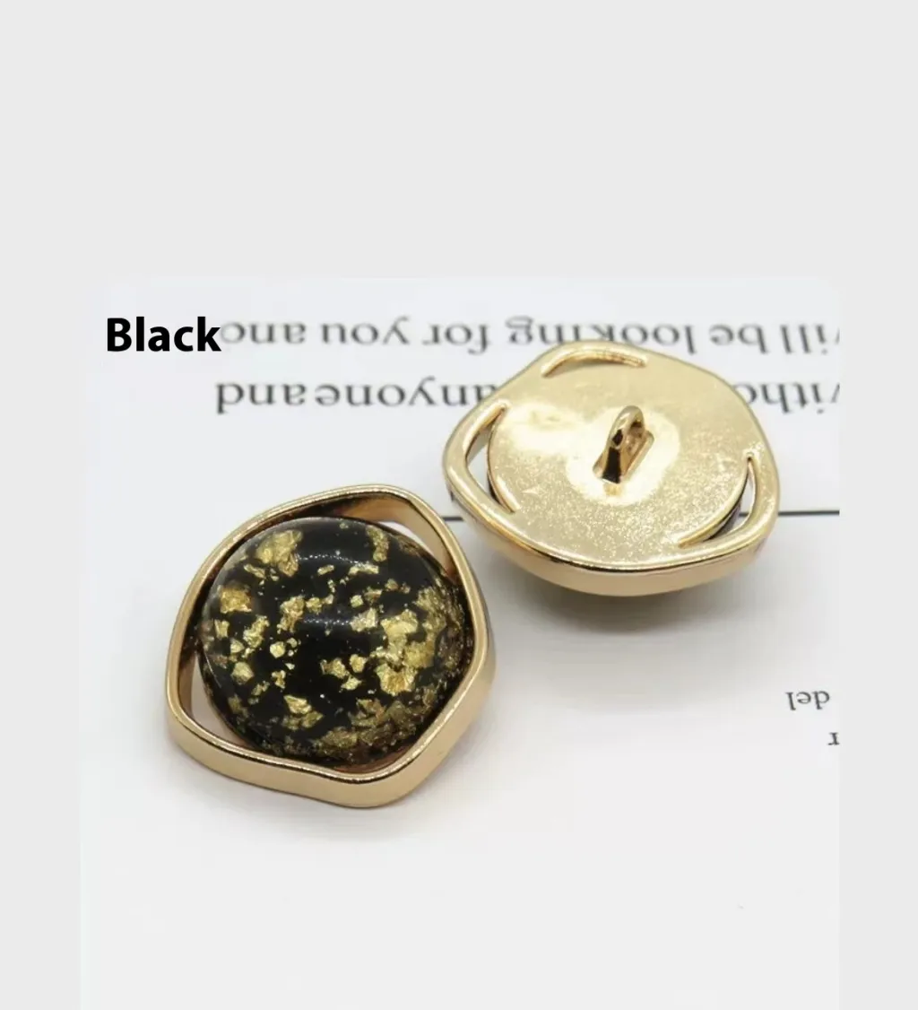 Gold Irregular Heterosexual Natural Shell Buttons - Black Gold Foil