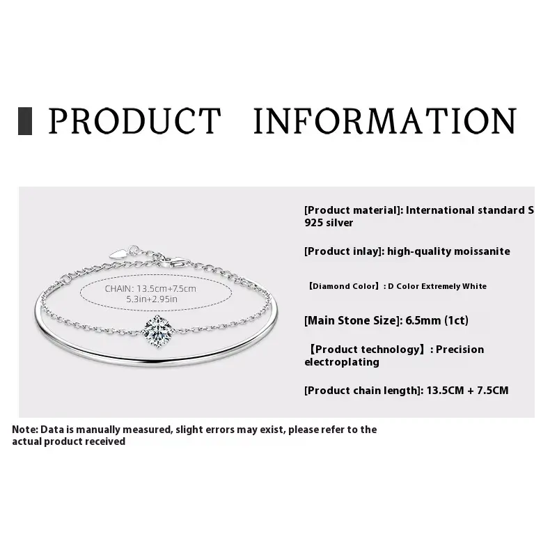 Twin Bracelet S925 Silver Moissanite Bracelet