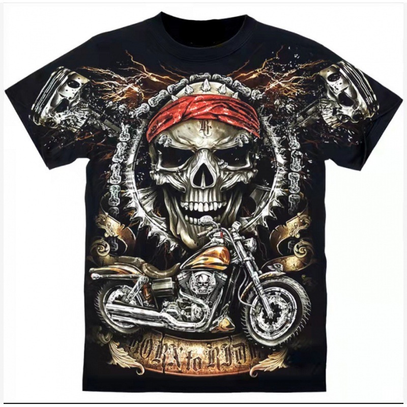 Printed Short-sleeved Leisure Motorcycle