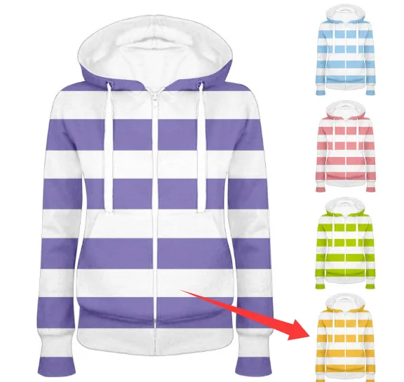 Loose Hooded Stripes Long sleeve Zipper Sweatshirt Cardigan Yellow - Shop at LoveMi