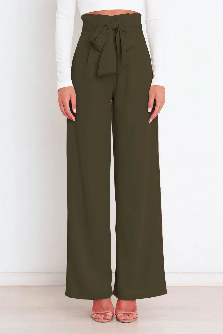 Women's Fashion All-matching Casual Wide-leg Trousers - Olive Drab
