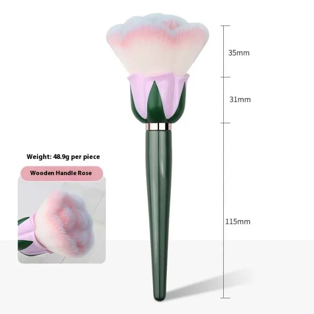 Oversized Single Wood Nail Dust Makeup Brush Green Handle Opp Packaging - Shop at LoveMi