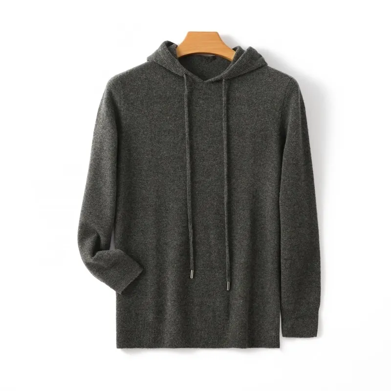 Men's Hooded Solid Color Skin-friendly Knitted Warm Hoodie Bottoming Shirt - Dark Gray