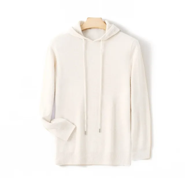 Men's Hooded Solid Color Skin friendly Knitted Warm Hoodie Bottoming Shirt White - Shop at LoveMi