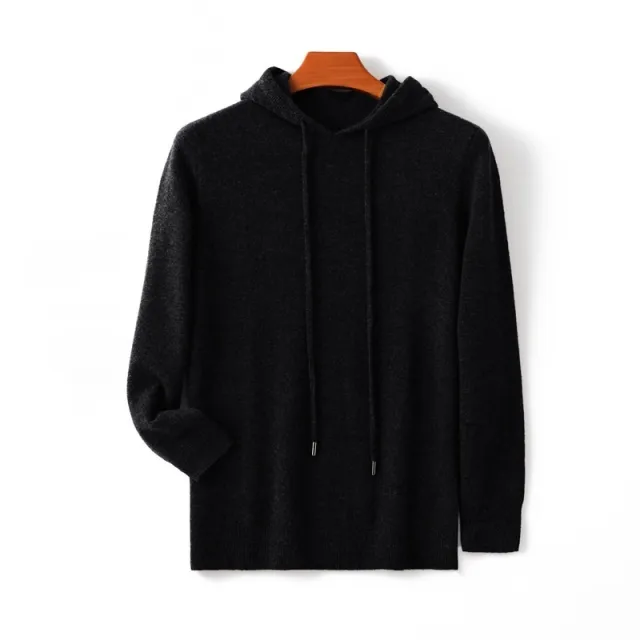 Men's Hooded Solid Color Skin friendly Knitted Warm Hoodie Bottoming Shirt Black - Shop at LoveMi