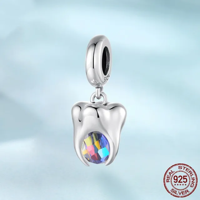 S925 Sterling Silver Teeth Pendant Ornaments Bracelet String Beads Scc3154 - Shop at LoveMi